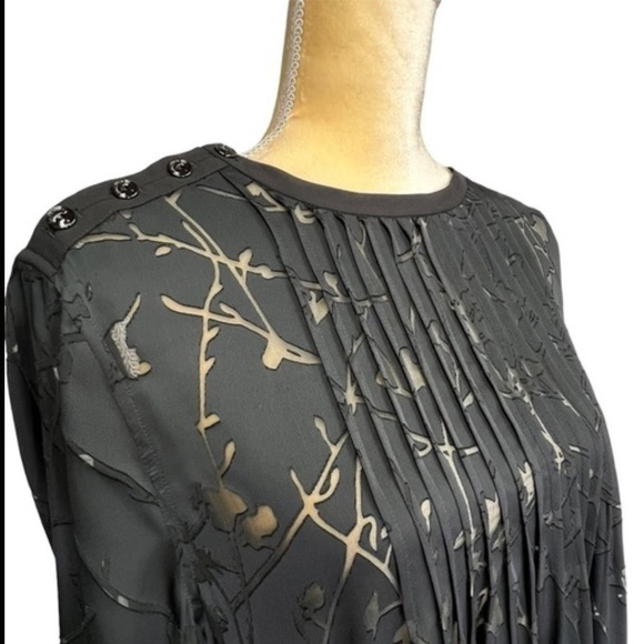 Rag & Bone Rubie Silk Burnout  Popover Relaxed Fit Mini Dress Black, Sz Med - Picture 13 of 16